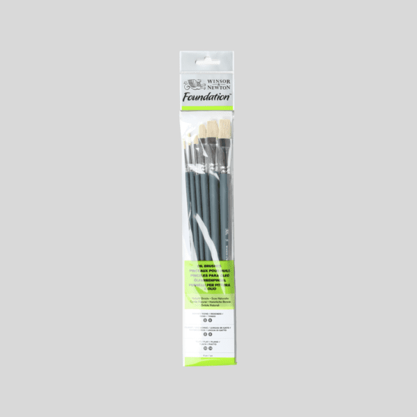 884955030745-W&N FOUNDATION OIL BRUSH PACK [LONG HANDLE] [6 PACK ] [6 PACK BRUSH] ROUND 3,6FILBERT 3,6FLAT 10,14